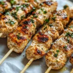 Delicious Ranch Garlic Parmesan Chicken Skewers with garlic and parmesan seasoning