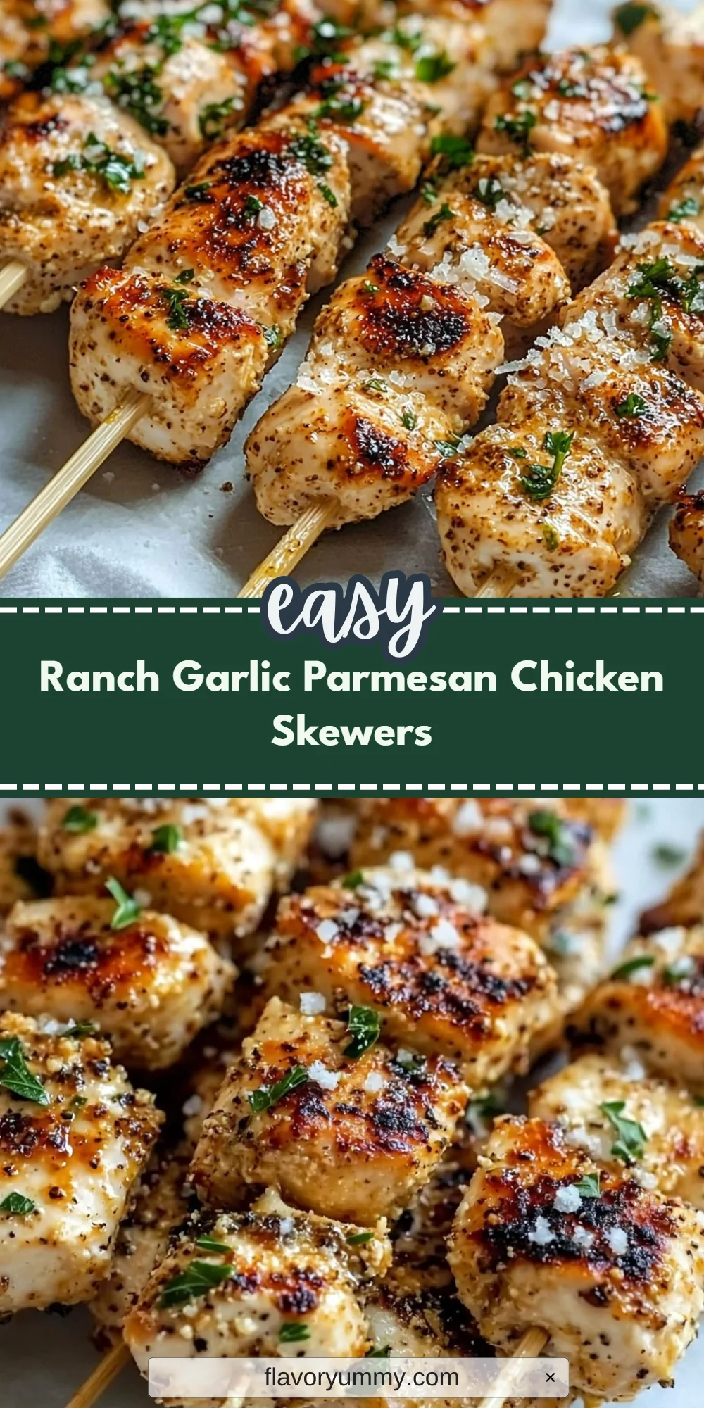 Ranch Garlic Parmesan Chicken Skewers