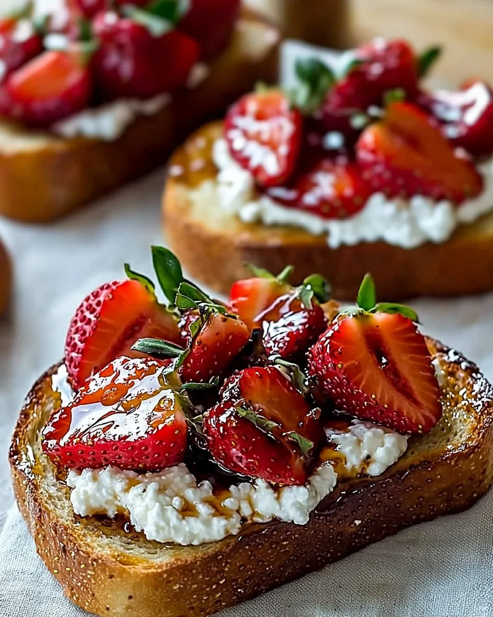 Roasted Strawberry Whipped Ricotta Toast
