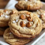 Deliciously baked Salted Caramel Cookies with a sprinkle of sea salt
