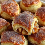 Delicious Caramel Apple Pie Bombs served on a plate with caramel drizzle.