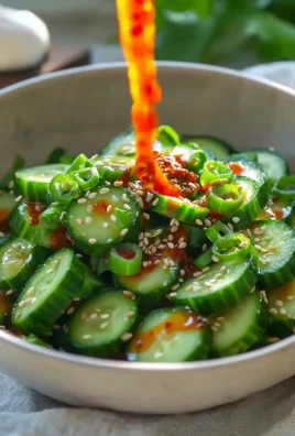 Spicy Asian cucumber salad with fresh ingredients in a bowl