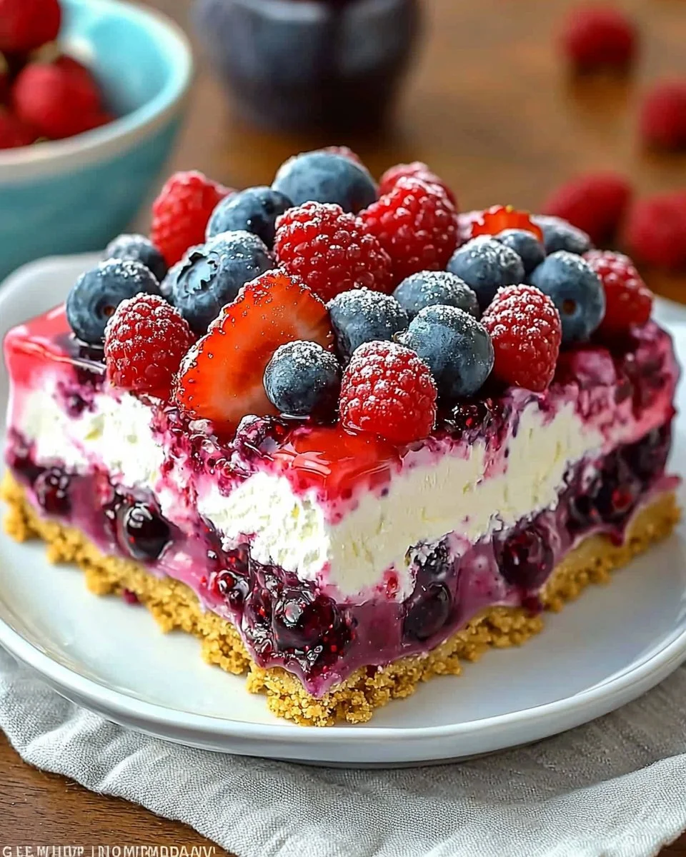 Summer Berry Jello Lasagna