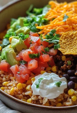 Taco Rice Bowl topped with Doritos for a crunchy twist.