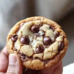 Perfectly baked chocolate chip cookies on a cooling rack