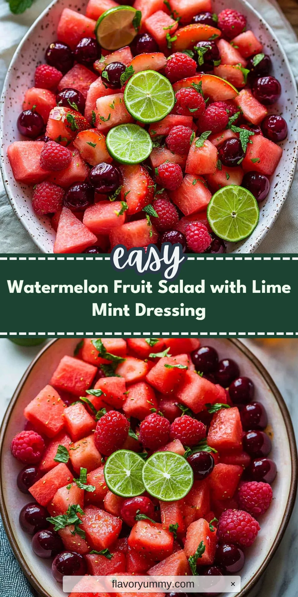 Watermelon Fruit Salad with Lime Mint Dressing
