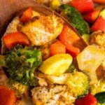 Colorful Chicken and Veggie Sheet Pan recipe ready to bake