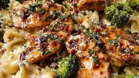 Cowboy Butter Lemon Bowtie Chicken with Broccoli