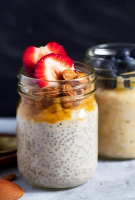 Delicious high-protein overnight oats served in a bowl with toppings