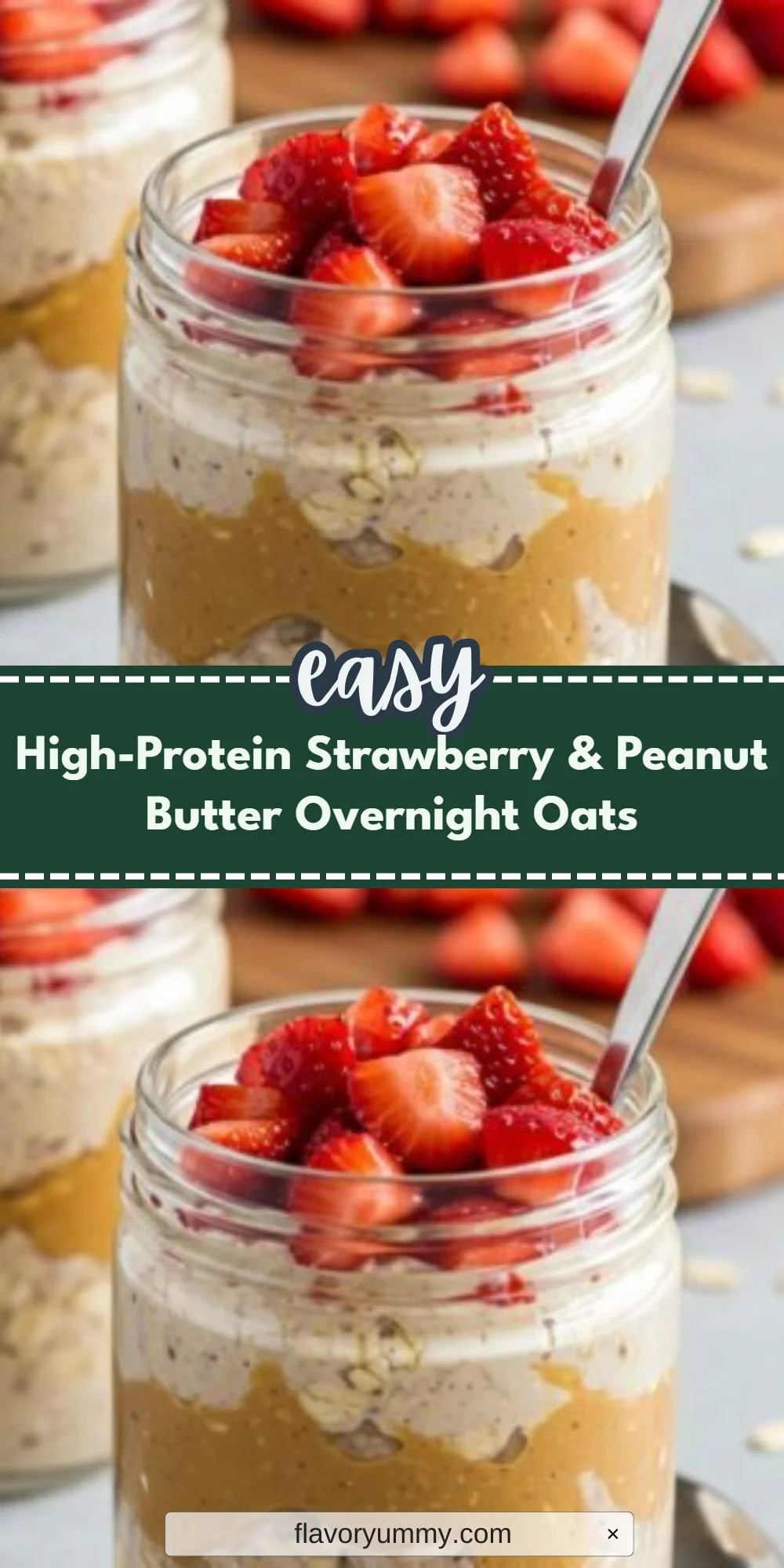 High-Protein Strawberry & Peanut Butter Overnight Oats