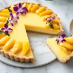 Delicious Mango Curd Tart with a golden crust and fresh mango topping