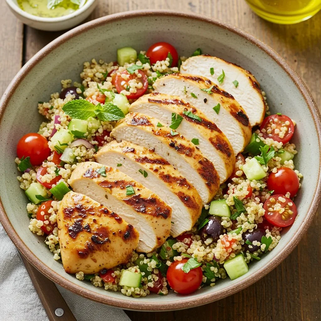 Mediterranean Grilled Chicken with Lemon Herb Quinoa Salad