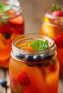 Glass of refreshing berry iced tea with assorted berries and mint leaves