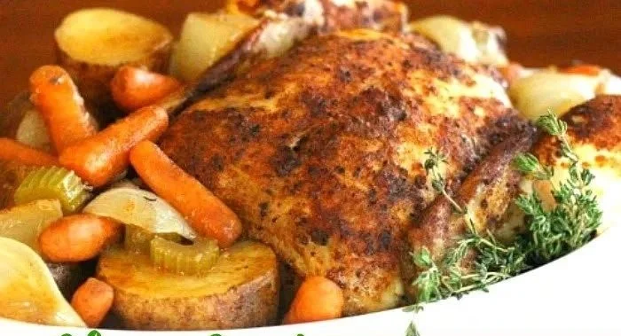 Slow Cooker Roast Chicken and Vegetables