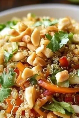 Colorful bowl of Thai Quinoa Salad with fresh vegetables and dressing