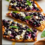Delicious blueberry feta flatbread drizzled with hot honey