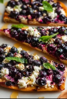 Delicious blueberry feta flatbread drizzled with hot honey