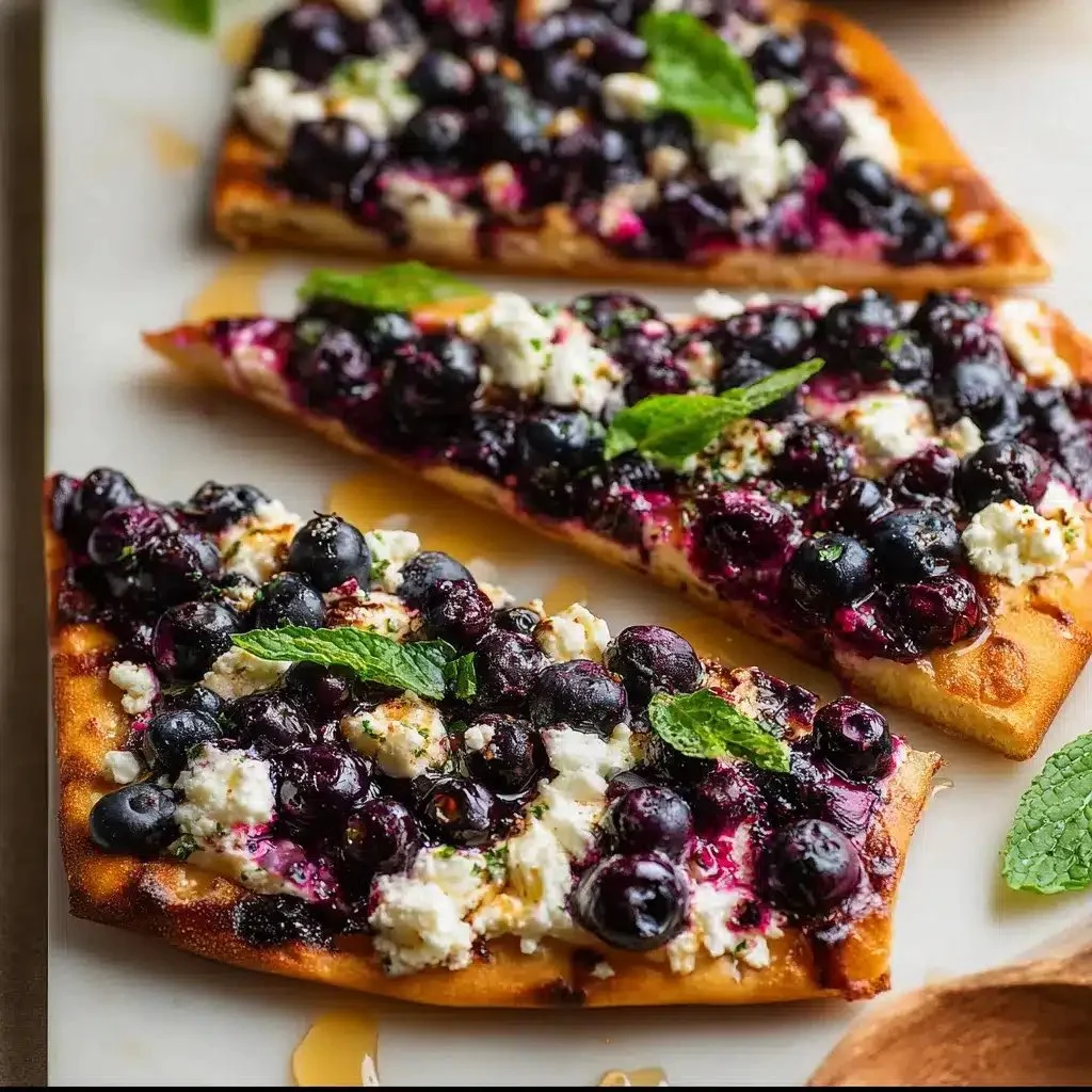 Blueberry Feta Flatbread with Hot Honey