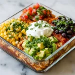 A delicious bowl of chicken enchiladas garnished with fresh ingredients.
