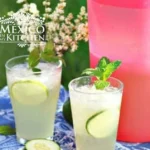 A refreshing glass of cucumber lime water garnished with fresh cucumber slices and lime wedges