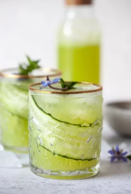 Refreshing Cucumber Lime Mocktail garnished with cucumber slices and lime