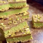 Delicious Dubai chocolate slice stacked on a plate