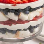 Gluten-Free Strawberry Angel Food Cake Trifle Dessert with fresh strawberries