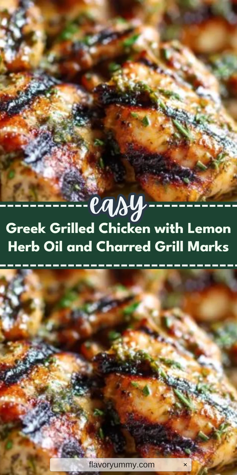 Greek Grilled Chicken with Lemon Herb Oil and Charred Grill Marks