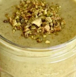 Delicious Italian pistachio cream served on a toasted slice of bread