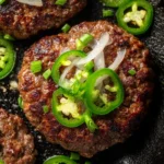 Mouthwatering jalapeño onion smash burger topped with fresh ingredients