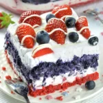 No Bake Summer Berry Lasagna layered with fresh berries and creamy filling