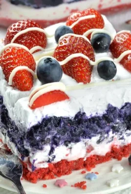 No Bake Summer Berry Lasagna layered with fresh berries and creamy filling