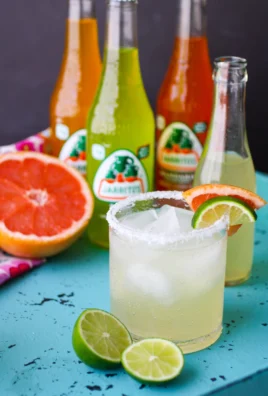 Refreshing Paloma cocktail with tequila and grapefruit served in a glass