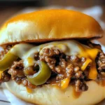 Delicious Philly Cheesesteak Sloppy Joes served on a plate