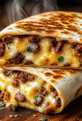 Breakfast Crunchwrap Supreme with eggs, cheese, and toppings wrapped in a tortilla