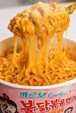 Delicious Carbonara Buldak Ramen bowl topped with cheese and green onions