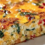 Delicious Cottage Cheese Egg Bake topped with herbs and vegetables