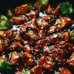 Delicious easy teriyaki chicken served on a plate with sesame seeds and green onions