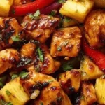Hawaiian Chicken Sheet Pan featuring vibrant vegetables and pineapple.