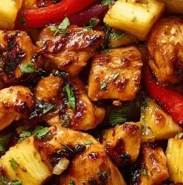 Hawaiian Chicken Sheet Pan featuring vibrant vegetables and pineapple.