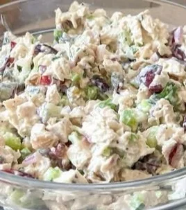 Healthy chicken salad recipe without mayonnaise, featuring fresh veggies and flavor.