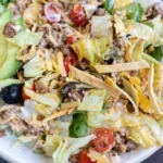 Low carb taco salad bowl with fresh ingredients and vibrant toppings