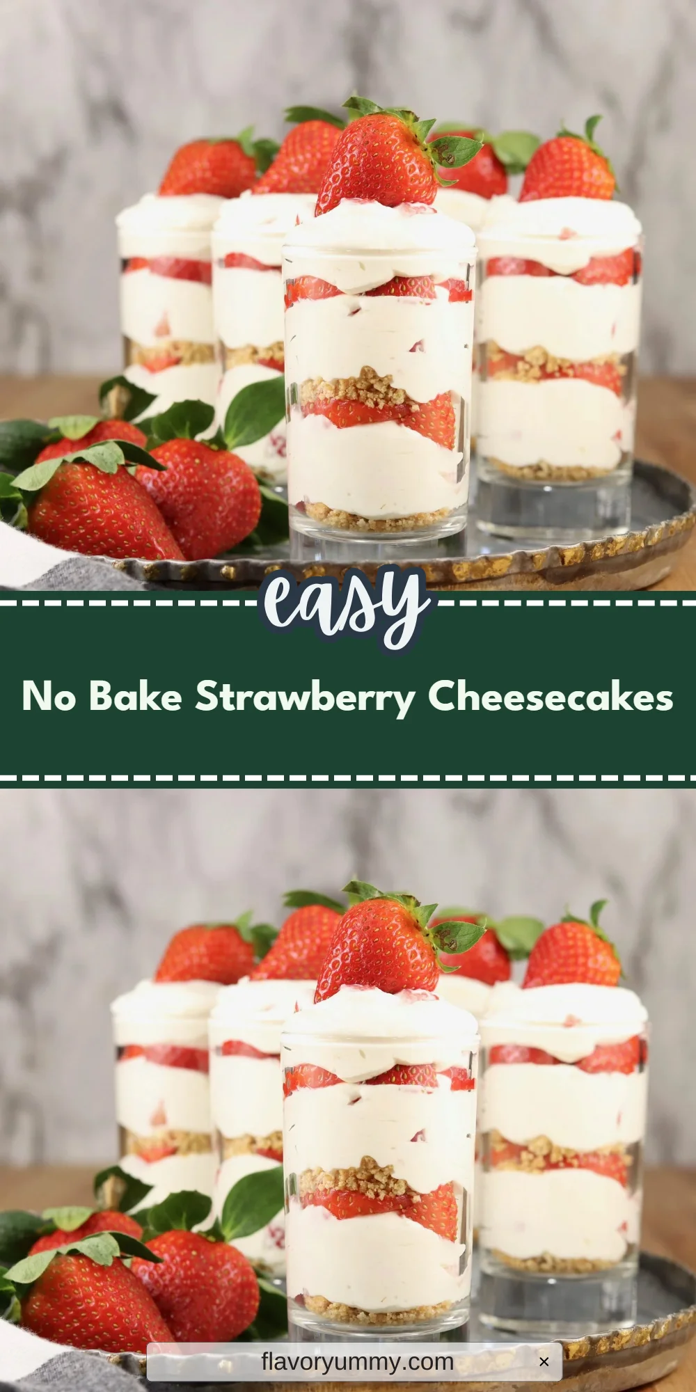 No Bake Strawberry Cheesecakes