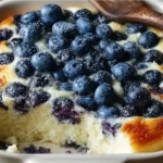 Protein-Powered Blueberry Cottage Cheese Breakfast Bake in a dish