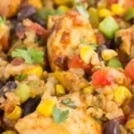 Delicious Southwest Chicken and Rice Bowl topped with fresh ingredients