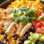 Delicious Southwest chicken rice bowls with fresh ingredients and vibrant colors.