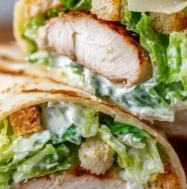 Ultimate Chicken Caesar Wraps with crispy chicken, romaine, and creamy dressing