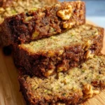 Homemade zucchini bread loaf on a wooden table